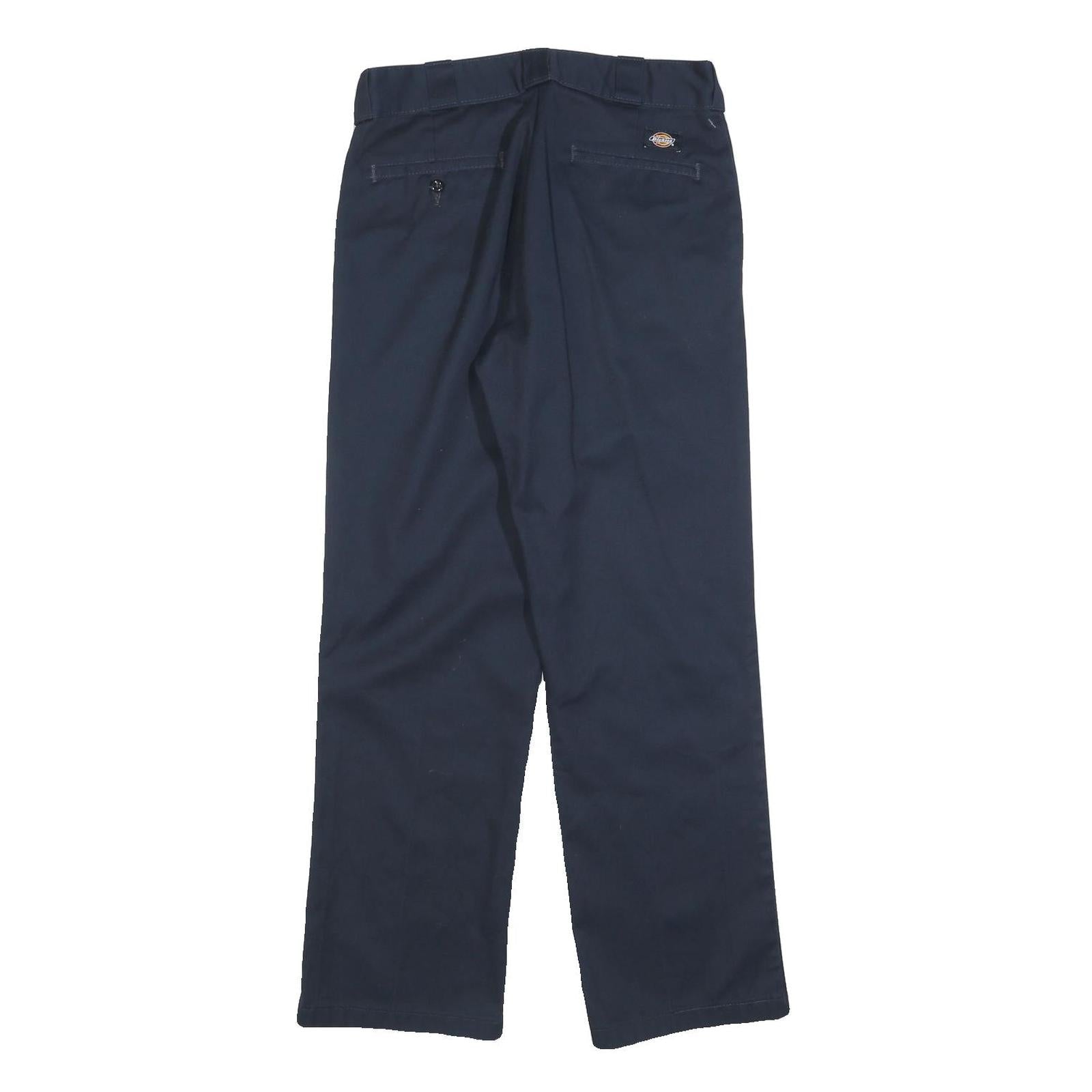 DICKIES Mens Cotton Navy Regular Straight Trousers W32 L32 Workwear Zip Closure