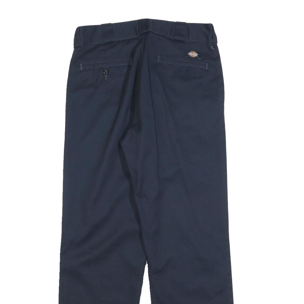 DICKIES Mens Cotton Navy Regular Straight Trousers W32 L32 Workwear Zip Closure