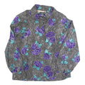 TESS Womens Black & Purple Floral Print Long Sleeve Collared Shirt UK 10