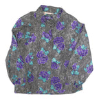 TESS Womens Black & Purple Floral Print Long Sleeve Collared Shirt UK 10