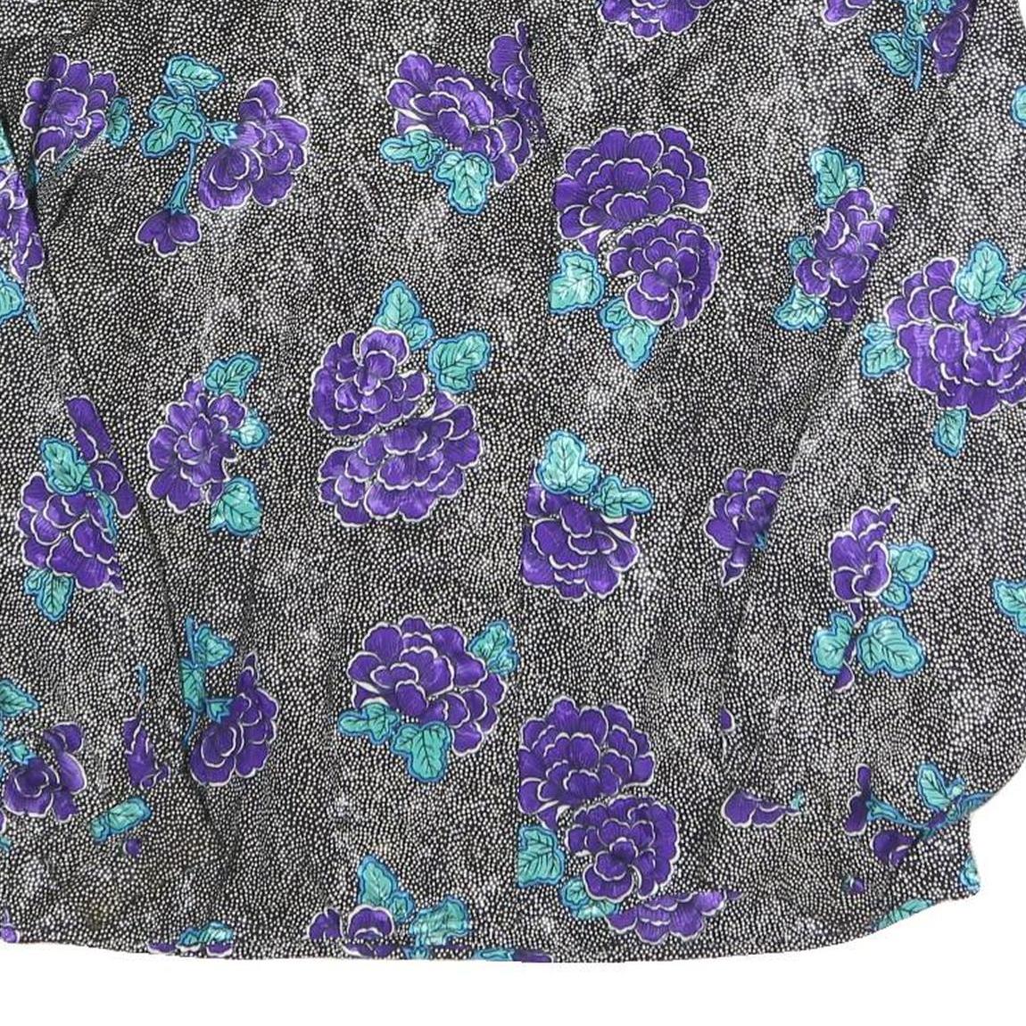 TESS Womens Black & Purple Floral Print Long Sleeve Collared Shirt UK 10