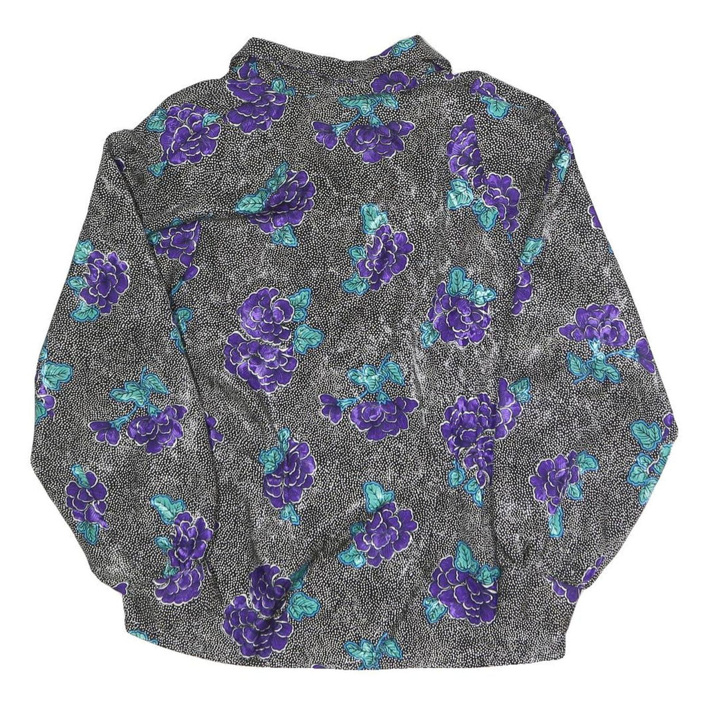 TESS Womens Black & Purple Floral Print Long Sleeve Collared Shirt UK 10