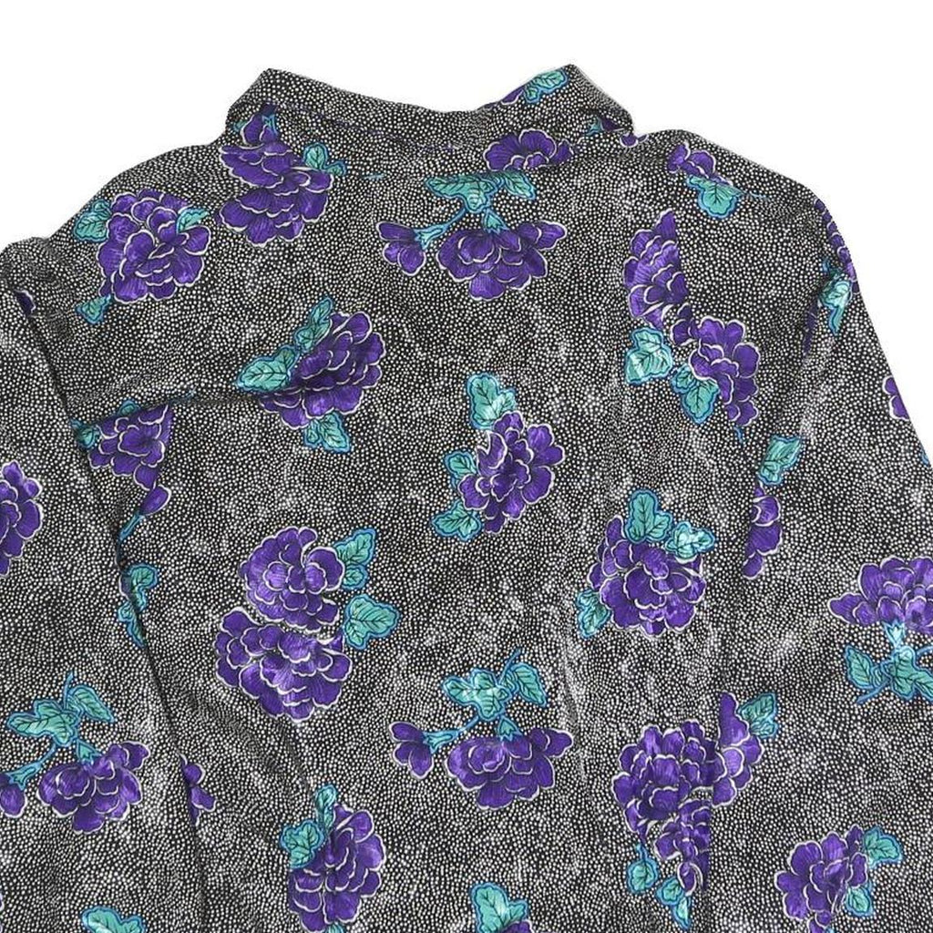TESS Womens Black & Purple Floral Print Long Sleeve Collared Shirt UK 10