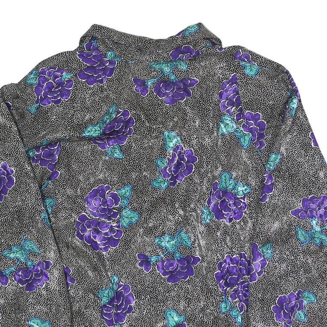TESS Womens Black & Purple Floral Print Long Sleeve Collared Shirt UK 10