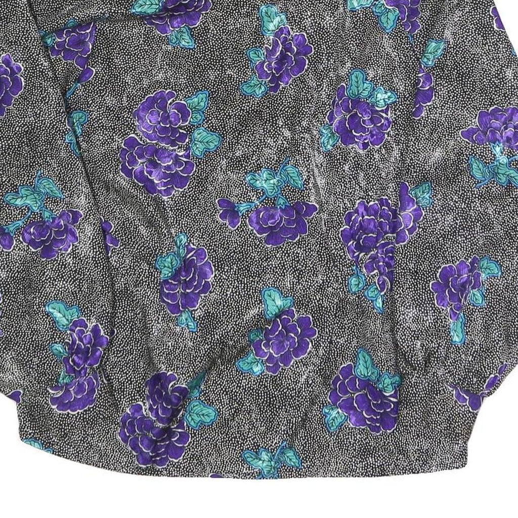TESS Womens Black & Purple Floral Print Long Sleeve Collared Shirt UK 10