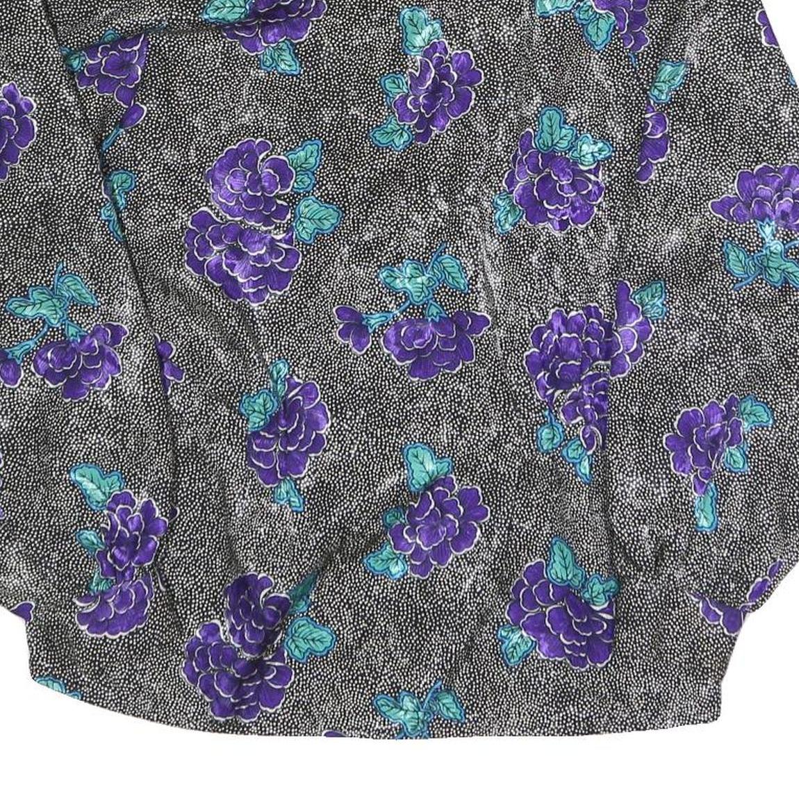 TESS Womens Black & Purple Floral Print Long Sleeve Collared Shirt UK 10