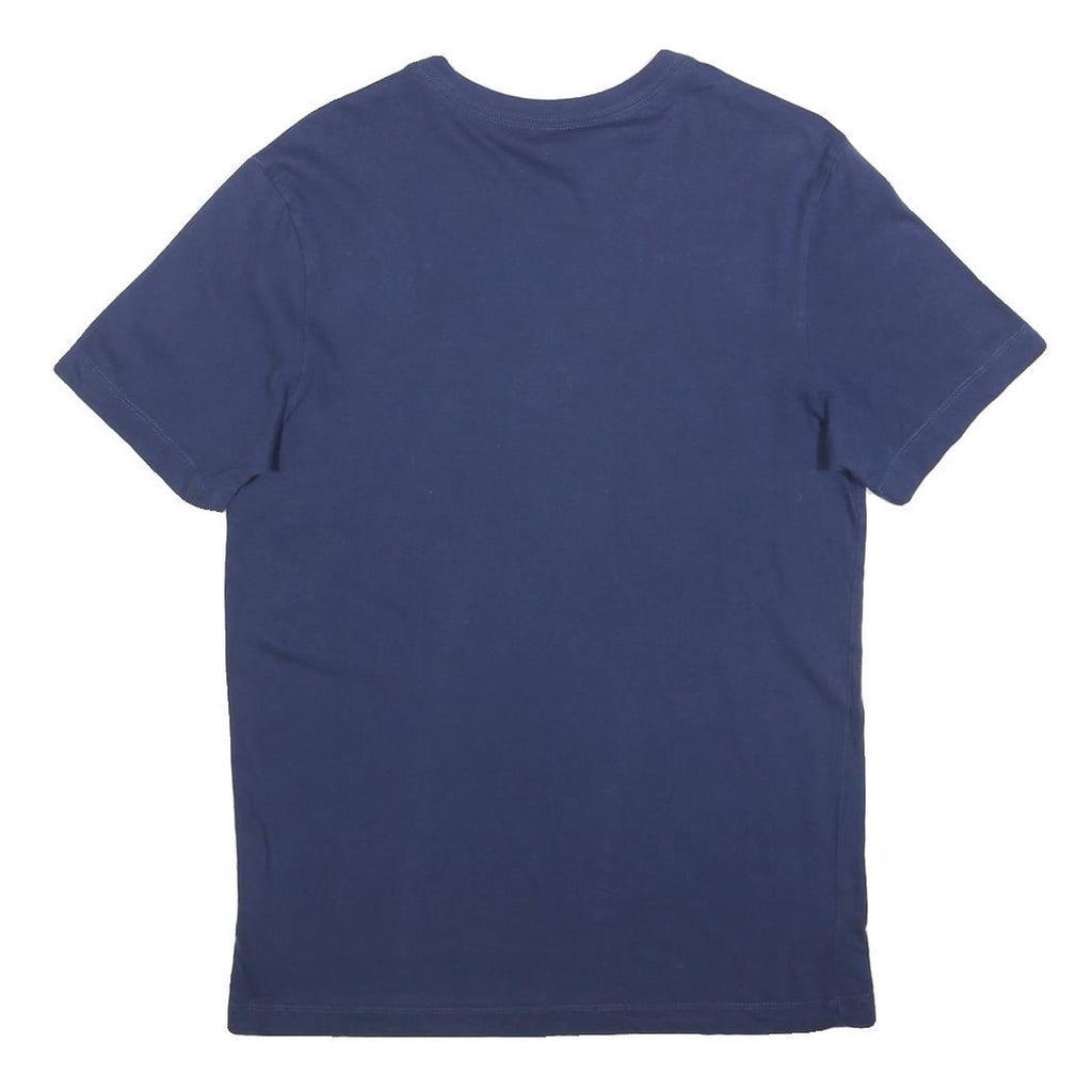 NIKE Mens Blue Cotton Blend T-Shirt S Short Sleeve Crew Neck Logo Graphic