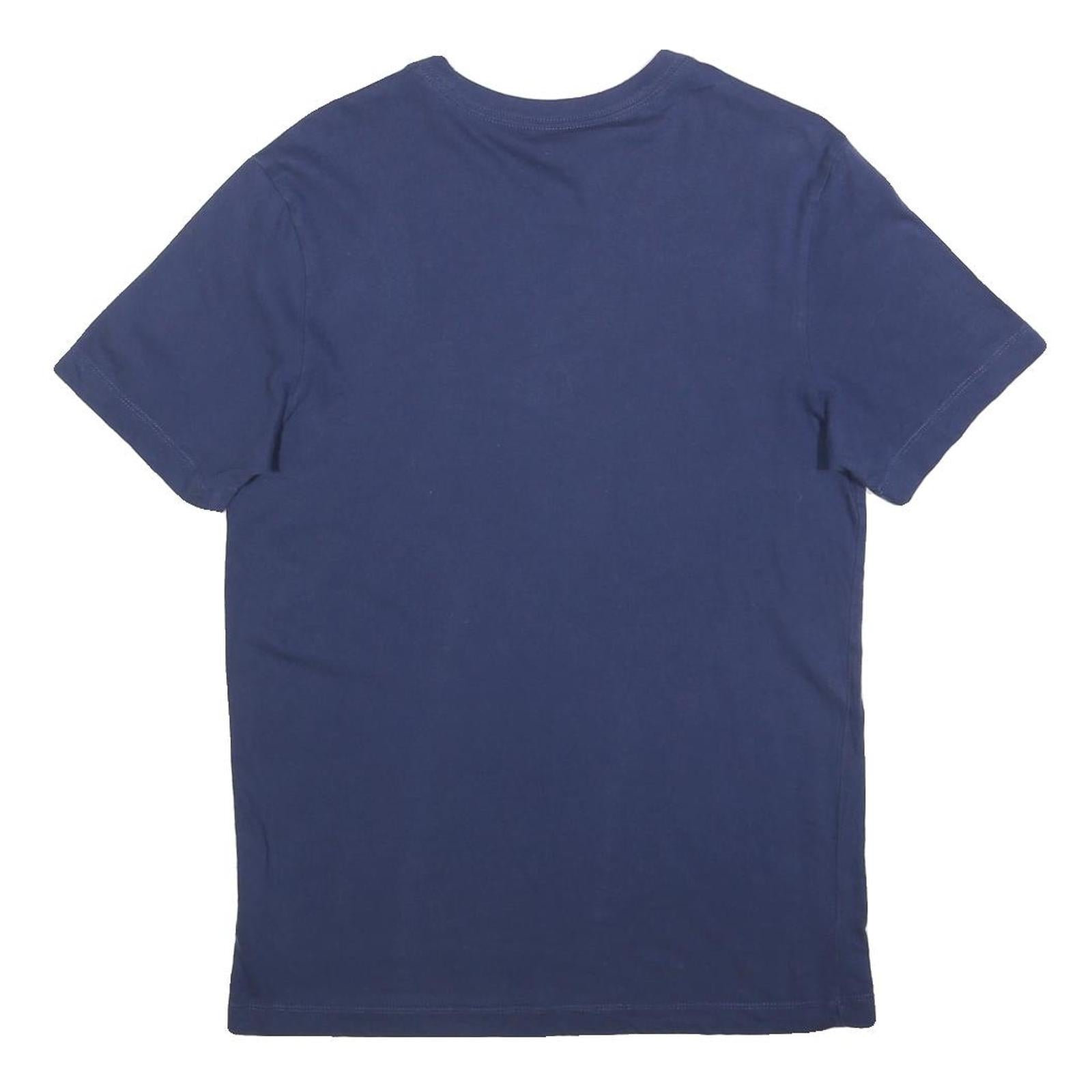 NIKE Mens Blue Cotton Blend T-Shirt S Short Sleeve Crew Neck Logo Graphic