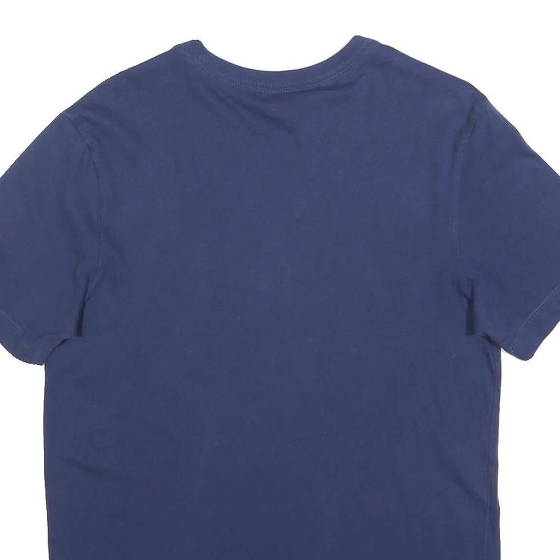 NIKE Mens Blue Cotton Blend T-Shirt S Short Sleeve Crew Neck Logo Graphic