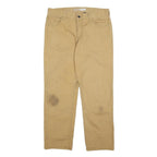 CARHARTT Mens Cotton Blend Beige Relaxed Straight Trousers W34 L30 Workwear