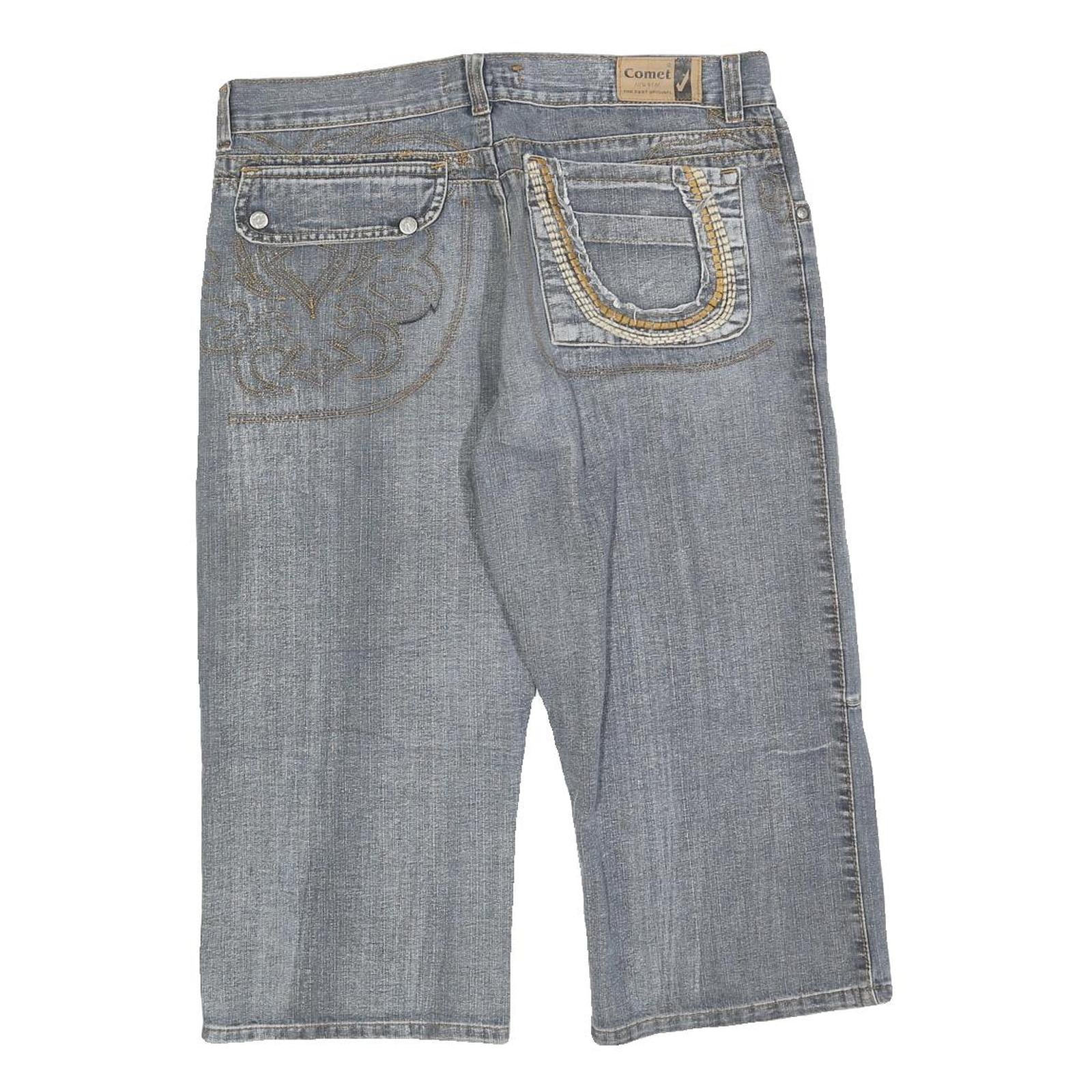 COMET Mens Shorts Blue Denim Casual M W34