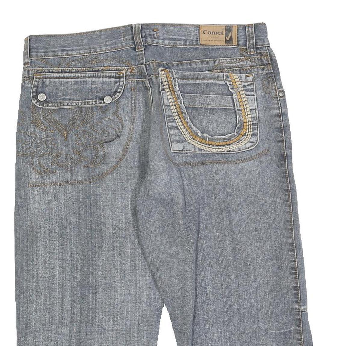 COMET Mens Shorts Blue Denim Casual M W34