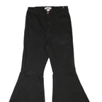 VIBRANT Womens Cotton Blend Black Regular Flared Trousers W25 L29 Stylish Retro