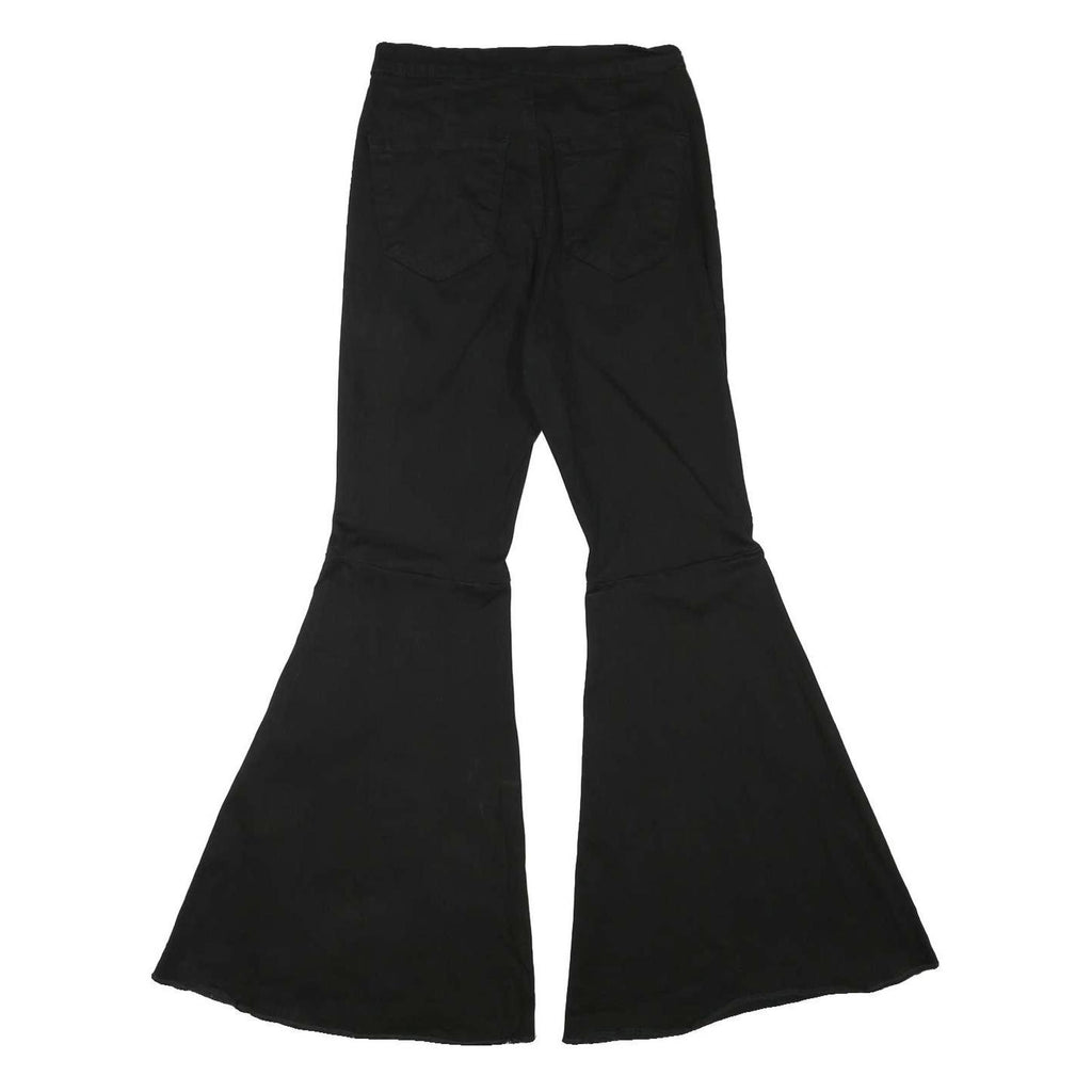 VIBRANT Womens Cotton Blend Black Regular Flared Trousers W25 L29 Stylish Retro