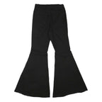VIBRANT Womens Cotton Blend Black Regular Flared Trousers W25 L29 Stylish Retro