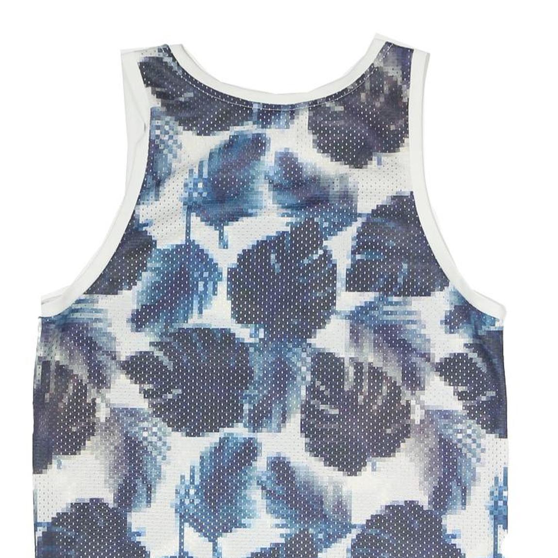 ADIDAS Mens Blue White Graphic Vest S Sleeveless Crew Neck Sportswear