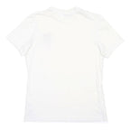 PRADA Womens White Blue Logo Graphic T-Shirt S Short Sleeve Crew Neck Designer