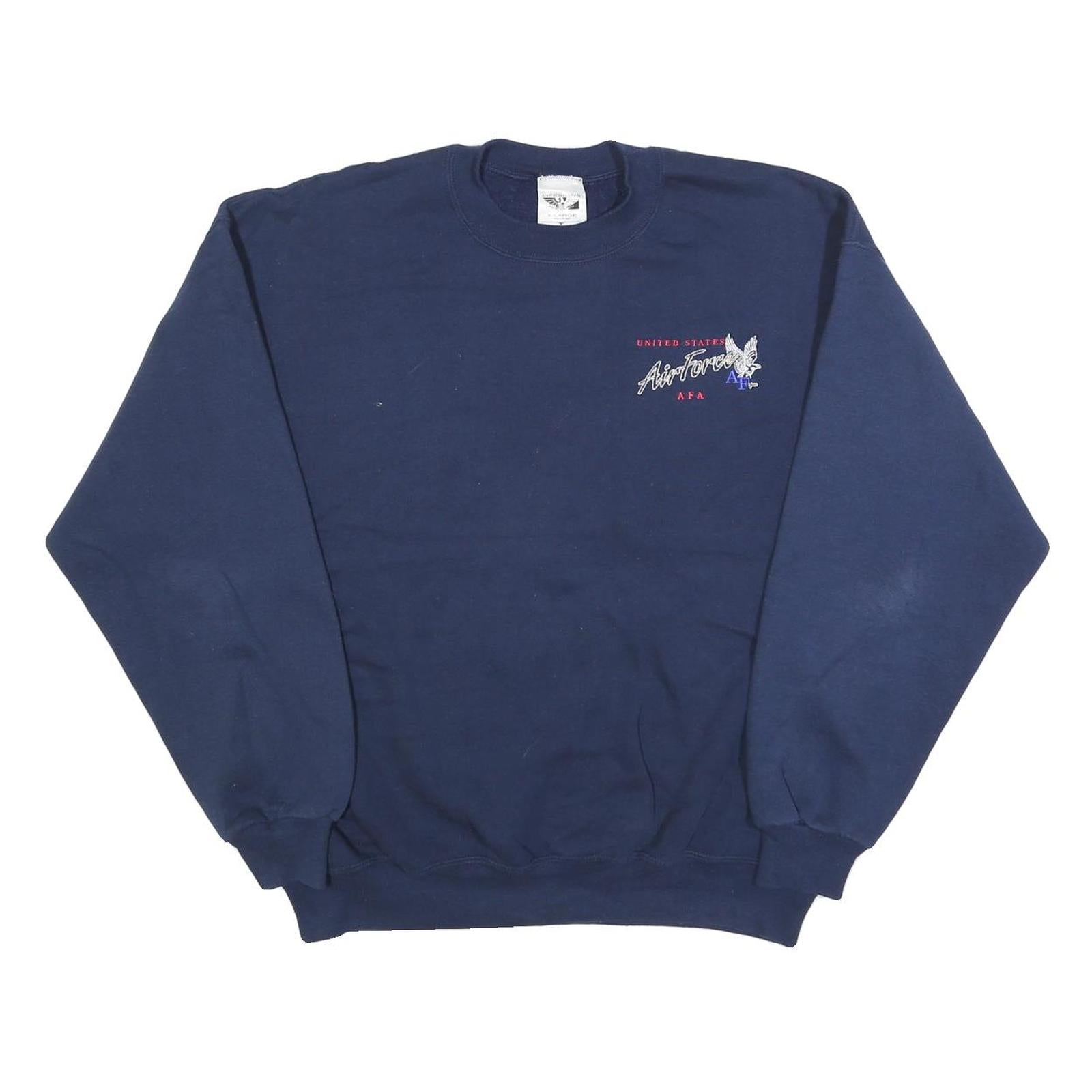 LIFESIGNS Mens Navy Blue Crew Neck XL United States Air Force Embroidered