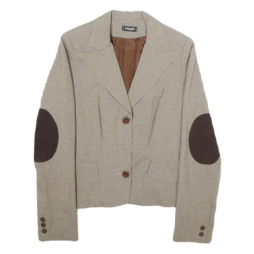 SINEQUANONE Womens Beige & Brown Checked Button Jacket UK 10 Viscose Blend