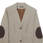 SINEQUANONE Womens Beige & Brown Checked Button Jacket UK 10 Viscose Blend