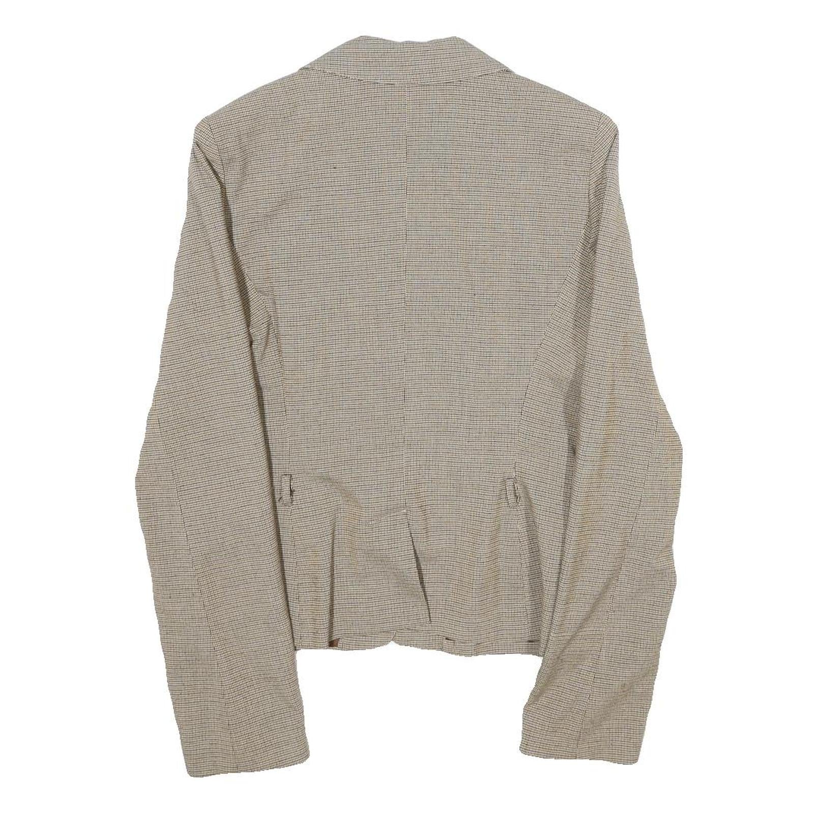 SINEQUANONE Womens Beige & Brown Checked Button Jacket UK 10 Viscose Blend