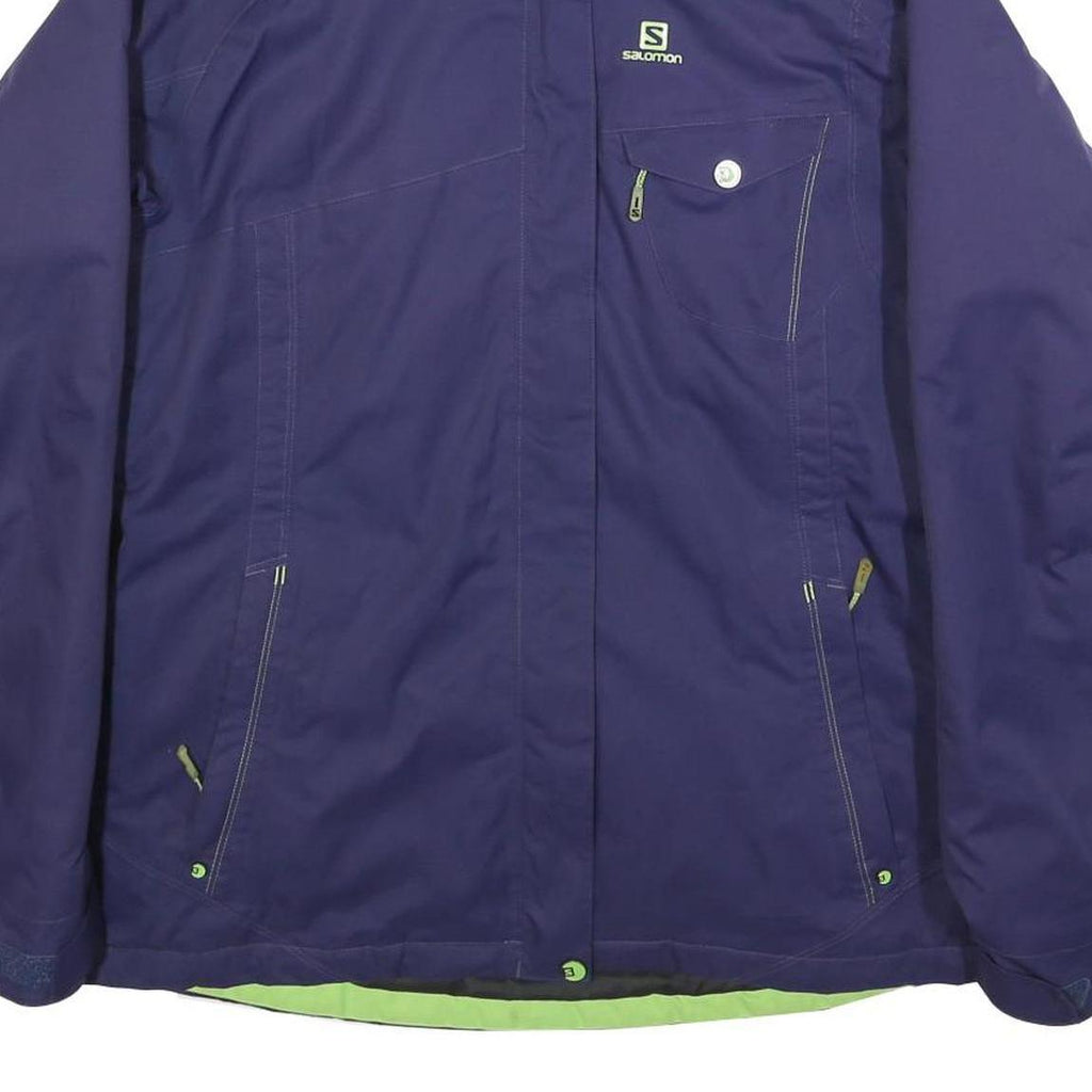 SALOMON Womens Purple & Green Outdoor Jacket L Polyester Zip Casual Lightweight
