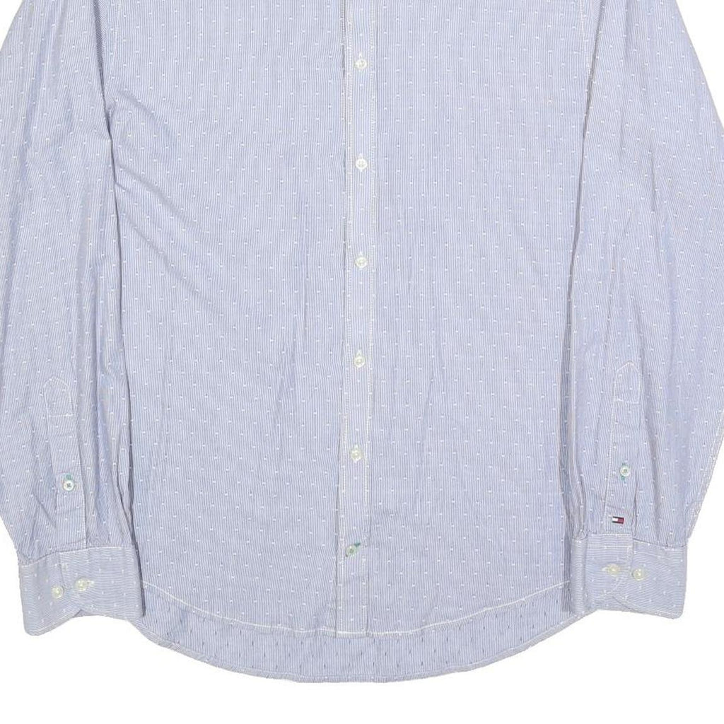 TOMMY HILFIGER Mens Blue Shirt L Cotton Blend Long Sleeve Button Formal