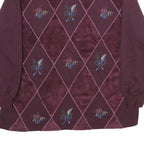ALFRED DUNNER Womens Maroon Crew Neck M Embroidered Argyle Sweatshirt