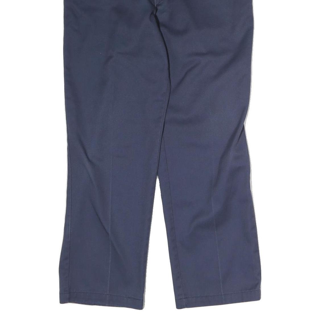 DICKIES Mens Cotton Navy Regular Straight Trousers W36 L29 Workwear Zip Closure