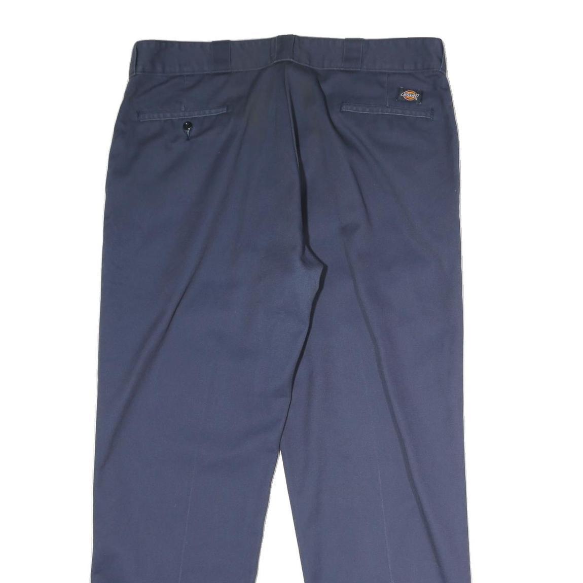 DICKIES Mens Cotton Navy Regular Straight Trousers W36 L29 Workwear Zip Closure