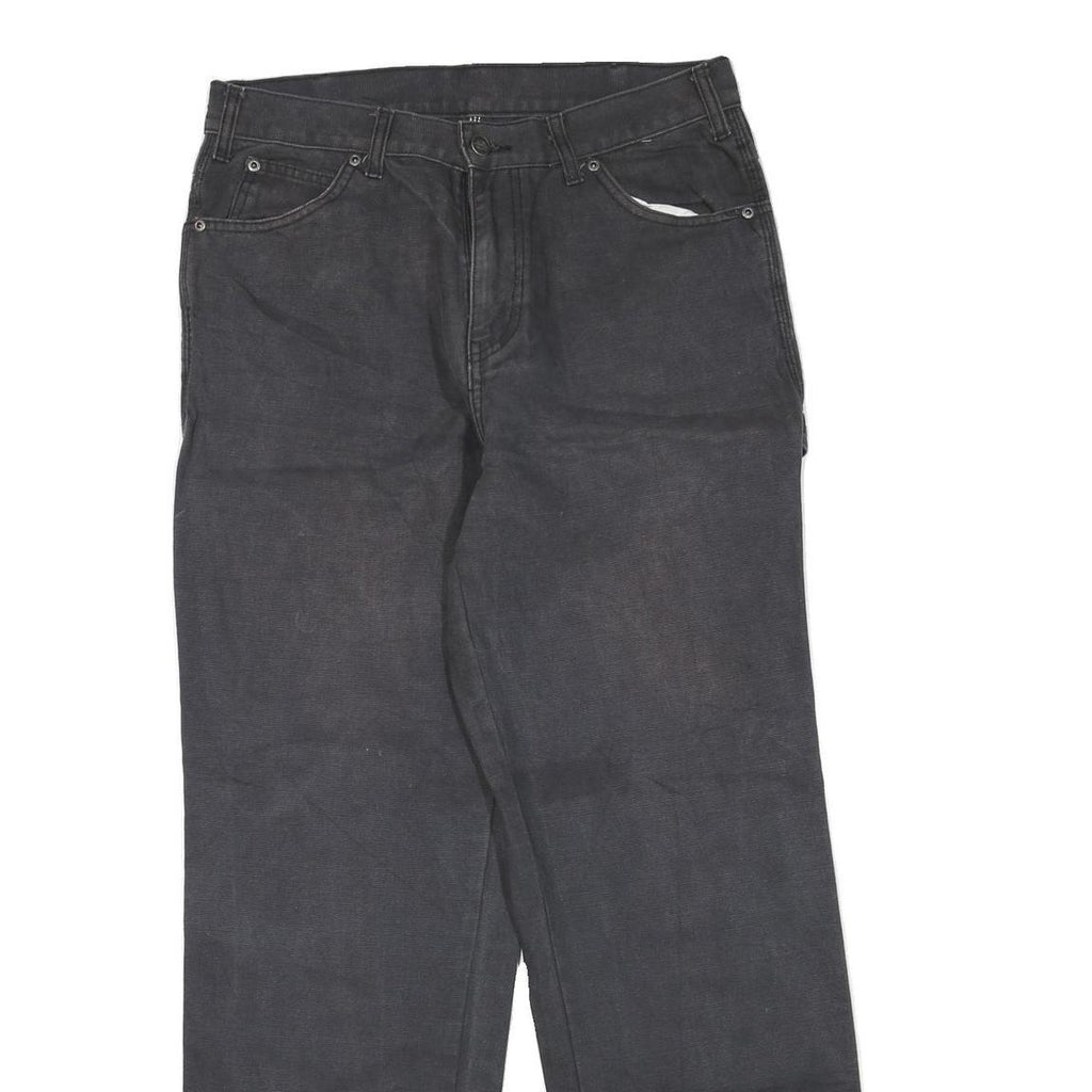 DICKIES Mens Cotton Blend Black Regular Straight Trousers W32 L31 Workwear Zip