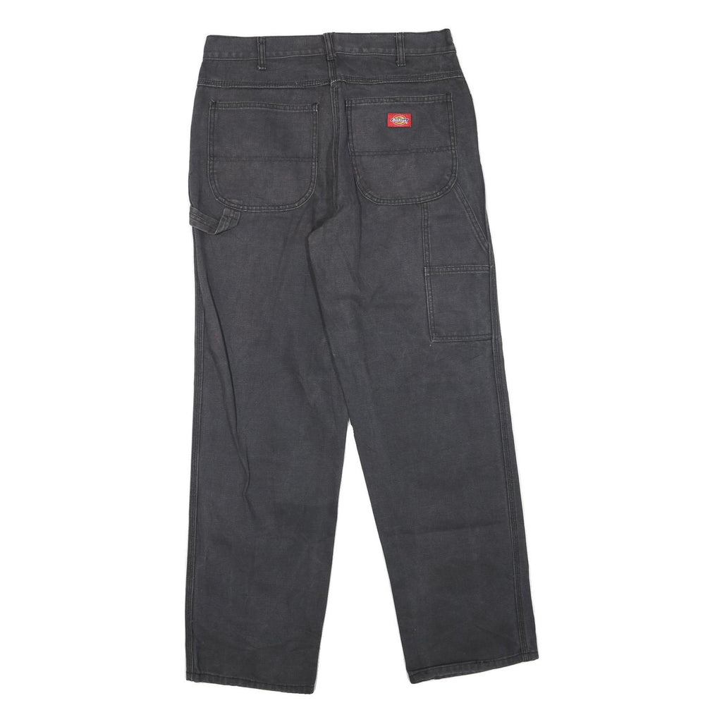 DICKIES Mens Cotton Blend Black Regular Straight Trousers W32 L31 Workwear Zip