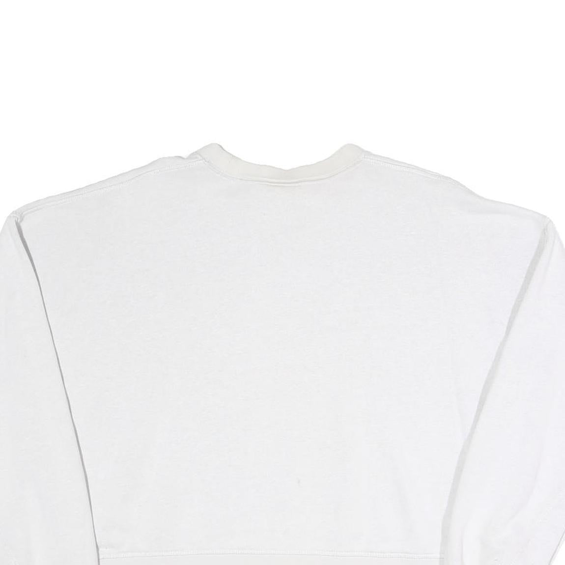 NIKE Womens White Crew Neck M Cotton Blend Sweatshirt Crop Logo Pullover