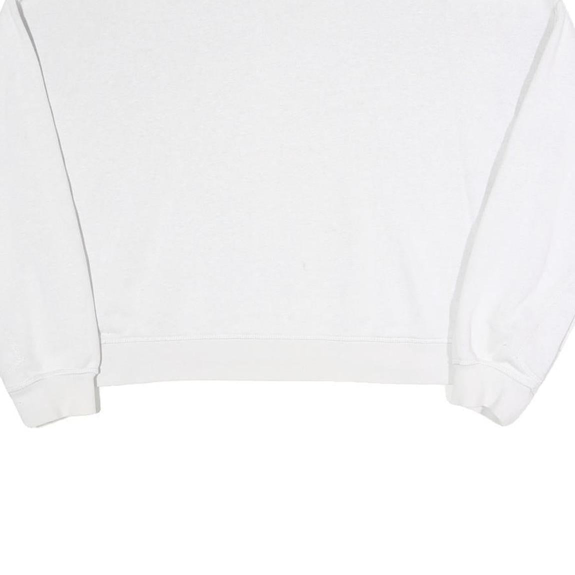 NIKE Womens White Crew Neck M Cotton Blend Sweatshirt Crop Logo Pullover