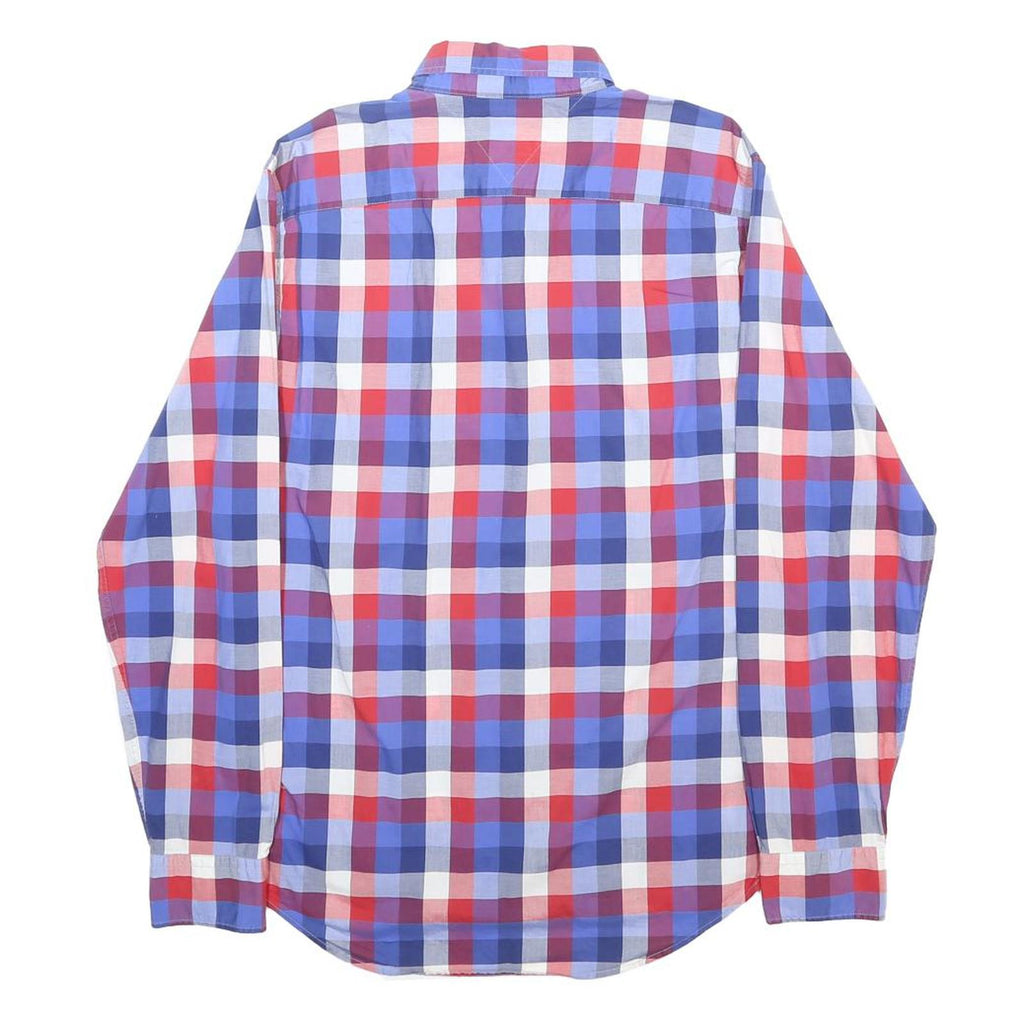 TOMMY HILFIGER Mens Blue Red Check Shirt M Cotton Long Sleeve Button Collar