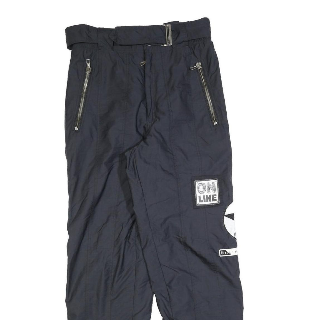 ONLINE Mens Black Regular Tapered Trousers W28 L30 Sports Style Zip Pockets