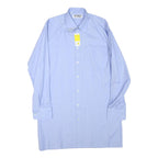 AMSA Mens Blue Plain Shirt M Classic Button Collar Long Sleeve Cotton Blend