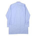 AMSA Mens Blue Plain Shirt M Classic Button Collar Long Sleeve Cotton Blend
