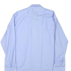AMSA Mens Blue Plain Shirt M Classic Button Collar Long Sleeve Cotton Blend