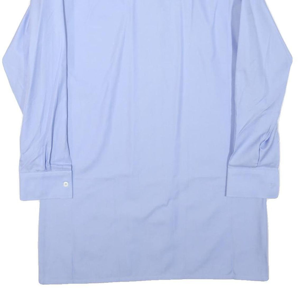 AMSA Mens Blue Plain Shirt M Classic Button Collar Long Sleeve Cotton Blend