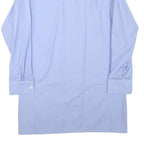 AMSA Mens Blue Plain Shirt M Classic Button Collar Long Sleeve Cotton Blend