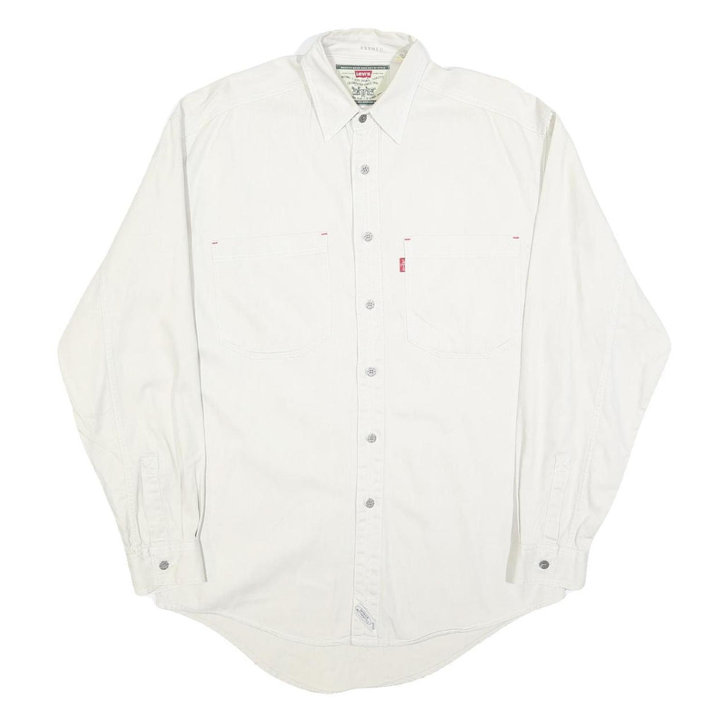 LEVI'S Mens White Slim Cotton Shirt S Button Pocket Classic Casual Style