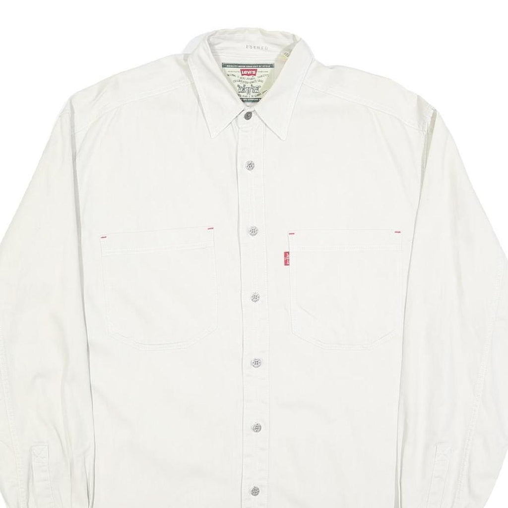LEVI'S Mens White Slim Cotton Shirt S Button Pocket Classic Casual Style