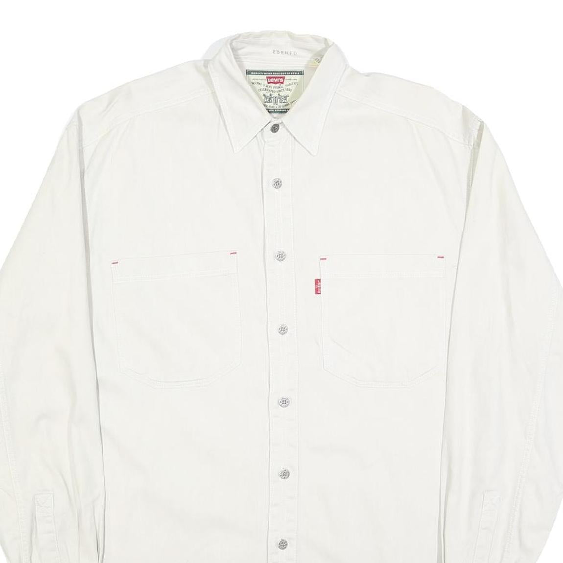 LEVI'S Mens White Slim Cotton Shirt S Button Pocket Classic Casual Style