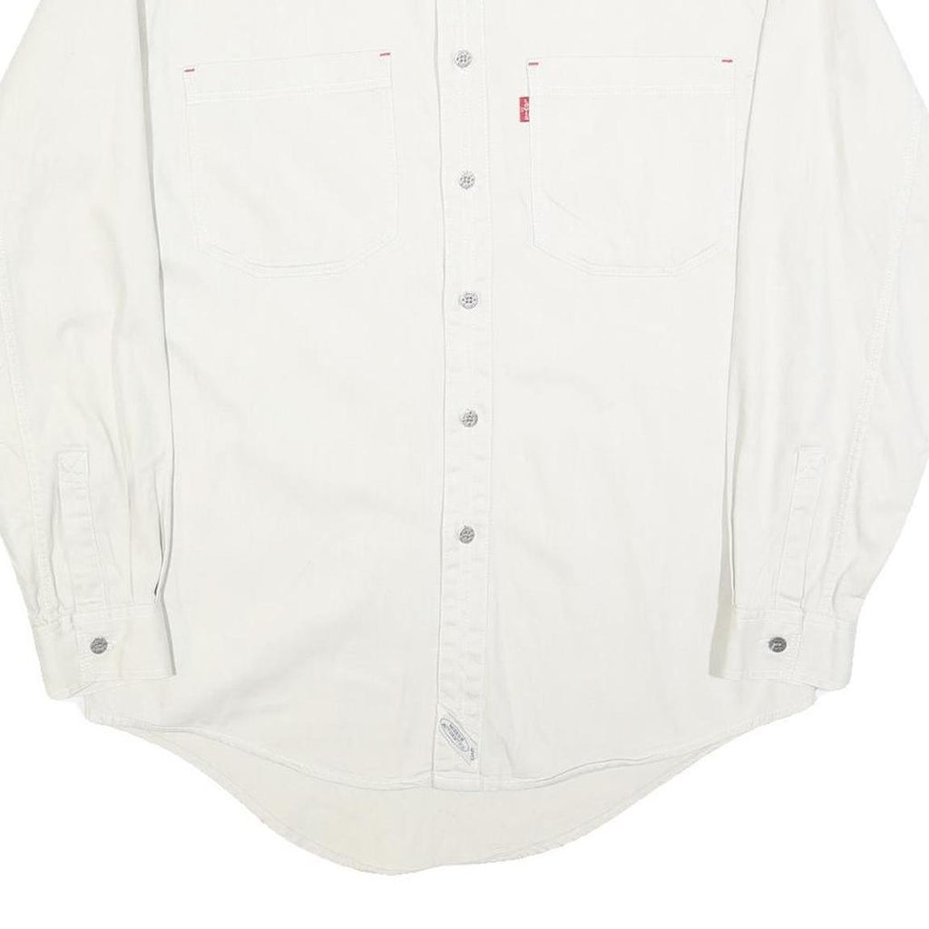 LEVI'S Mens White Slim Cotton Shirt S Button Pocket Classic Casual Style