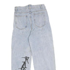 Womens Light Blue Relaxed Fit Denim Jeans W28 L25 Artistic Printed Design Cotton