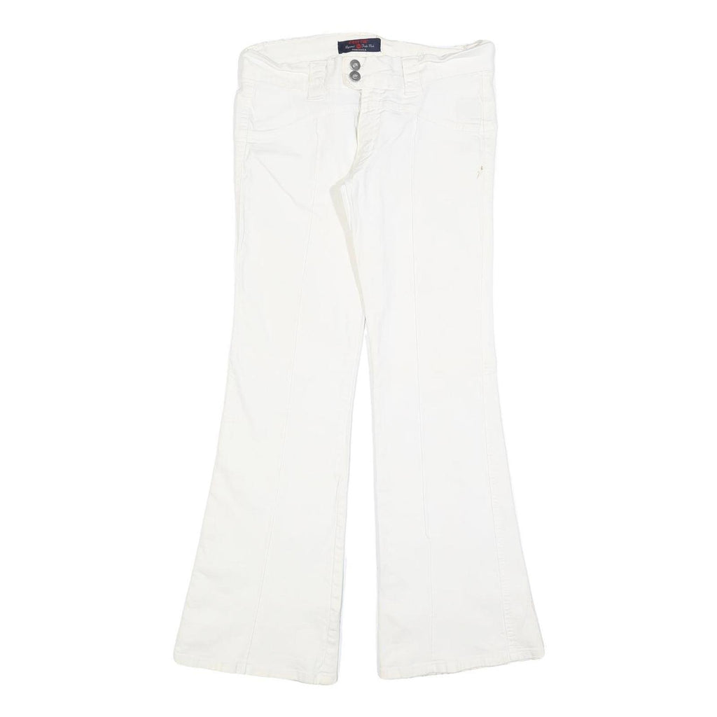 C'EST TOI Womens White Regular Flared Cotton Blend Jeans W30 L30 Stylish