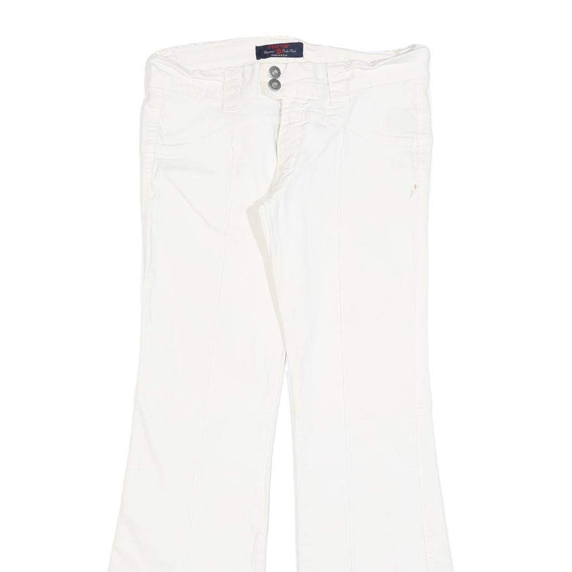 C'EST TOI Womens White Regular Flared Cotton Blend Jeans W30 L30 Stylish