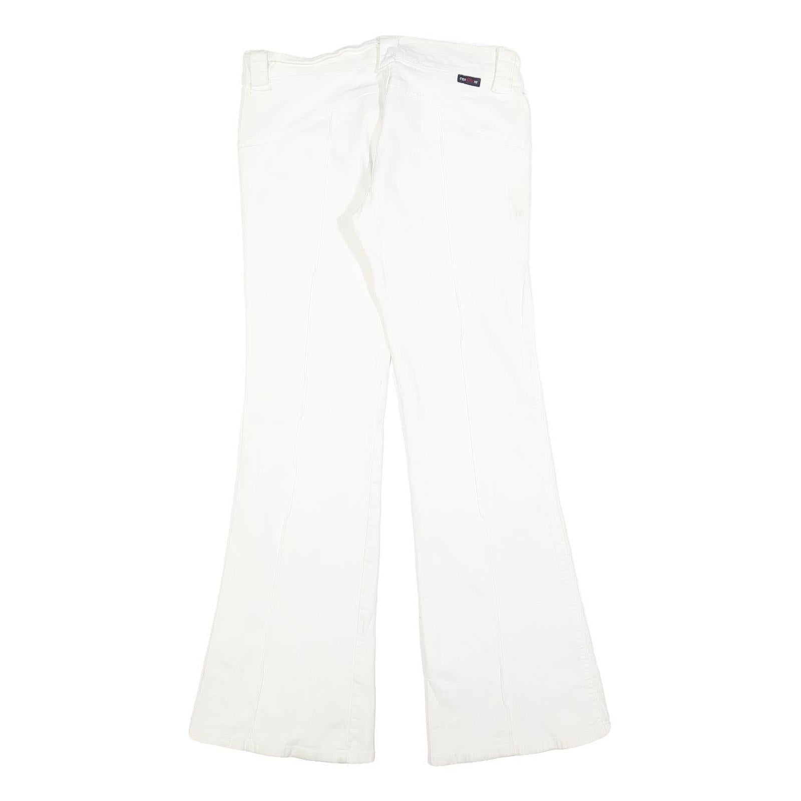 C'EST TOI Womens White Regular Flared Cotton Blend Jeans W30 L30 Stylish