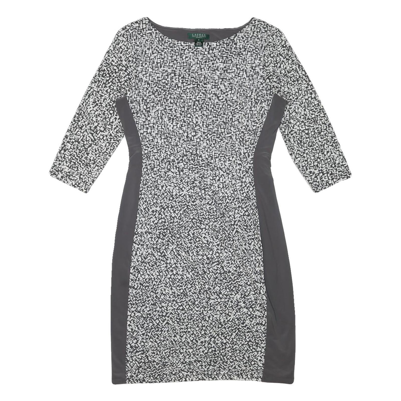 LAUREN RALPH LAUREN Womens Black & White Bodycon Woven Day Dress Polyester Blend